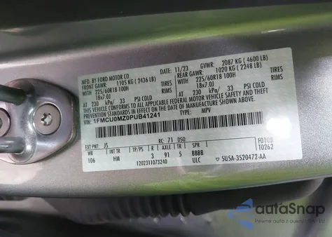 2023 Ford Escape St-Line from USA, damaged, VIN 1FMCU0MZ0PUB41241